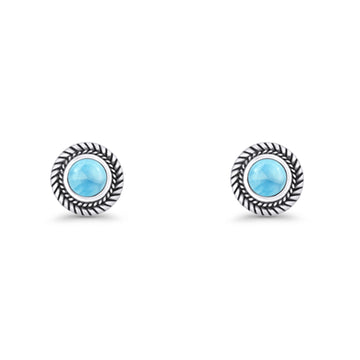 Round Larimar Twisted Rope Stud Earring 925 Sterling Silver Wholesale